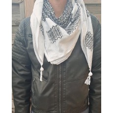 RUPTURE DE STOCK // Keffieh palestinien Original blanc et noir